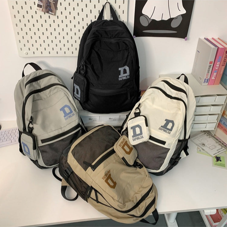 致青春|韓版字母雙肩包尼龍背包旅行包旅行戶外運動包學生背包校園書包附小掛包「2086-133」24.09-1