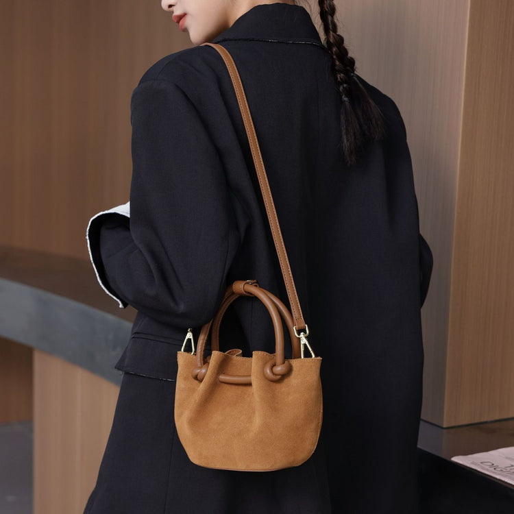 質感真皮|2024新款秋冬高級感百搭磨砂褶皺餃子包腋下包女式單肩斜挎「6962」24.08-1