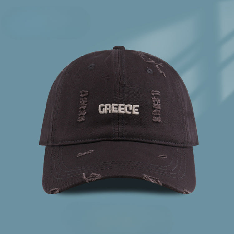 流行帽子|新款破洞字母帽子女情侶百搭鴨舌帽時尚個性刺繡棒球帽男顯臉小潮「C3830A」25.04-4