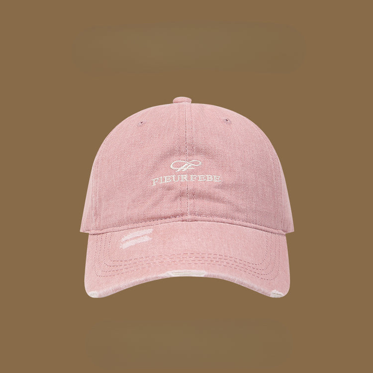 流行帽子|水洗破洞棒球帽簡約高品質百搭時尚顯臉小遮陽帽刺繡字母鴨舌帽男「C4891」25.01-1