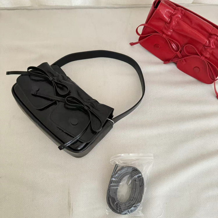 質感真皮|2024新款個性設計抽繩手提包單肩斜背包韓版辣妹廢土風多口袋包「7822」24.07-5