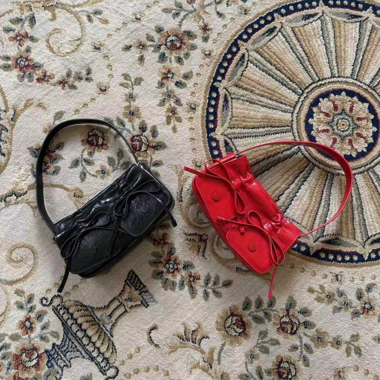 質感真皮|2024新款個性設計抽繩手提包單肩斜背包韓版辣妹廢土風多口袋包「7822」24.07-5