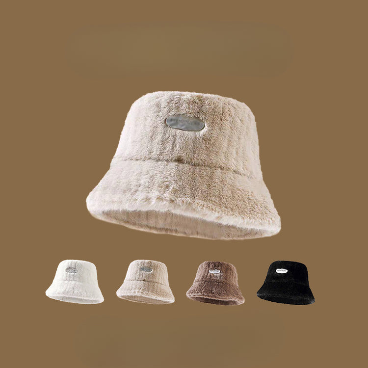 流行帽子|加絨百搭毛絨漁夫帽女秋冬保暖防寒盆帽學院風顯臉小加厚毛絨帽子「C4861」24.12-1