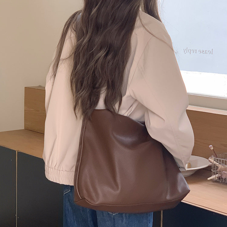 日韓流行 | 美拉德復古斜背包女2025新款潮韓版托特包百搭大容量通勤肩包「D9025」25.09-1