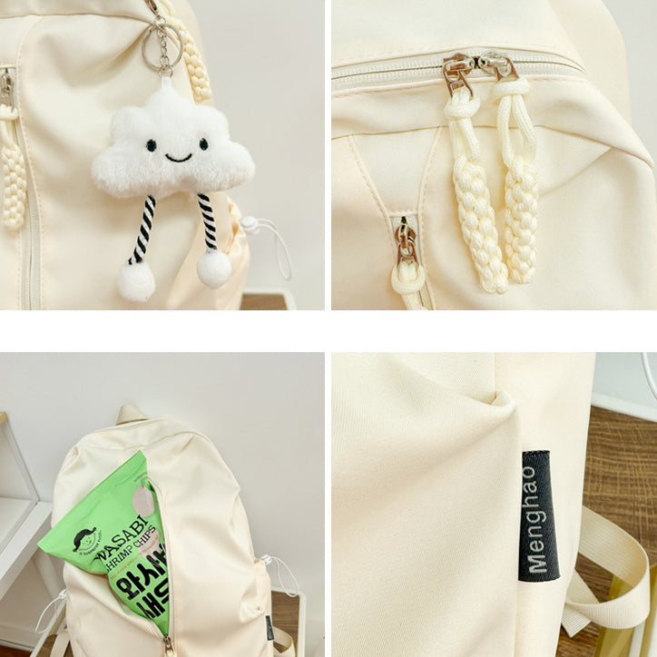 致青春|簡約雙肩包女大容量高顏值背包休閒旅行電腦包純色質感學生書包「2405-126」25.02-3