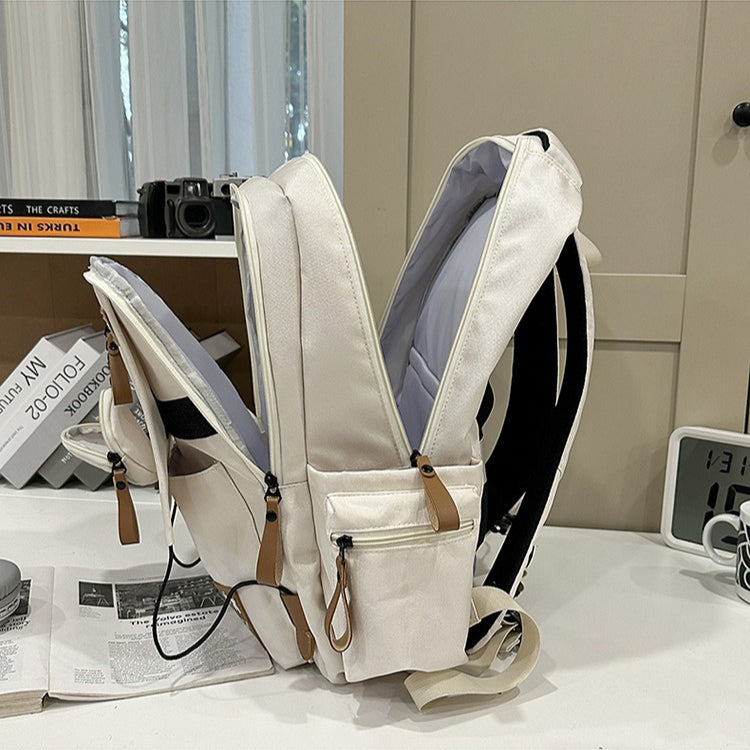 致青春|簡約百搭學生書包女大容量休閒旅行雙肩包潮流設計感百搭雙肩背包「6017-142」25.12-2