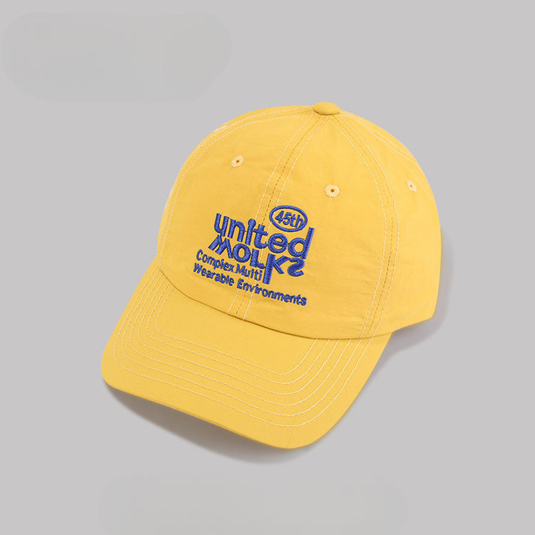 流行帽子|韓版字母刺繡黃色棒球帽子女春夏季大頭圍顯臉小速乾遮陽鴨舌帽男「C4969」25.03-3