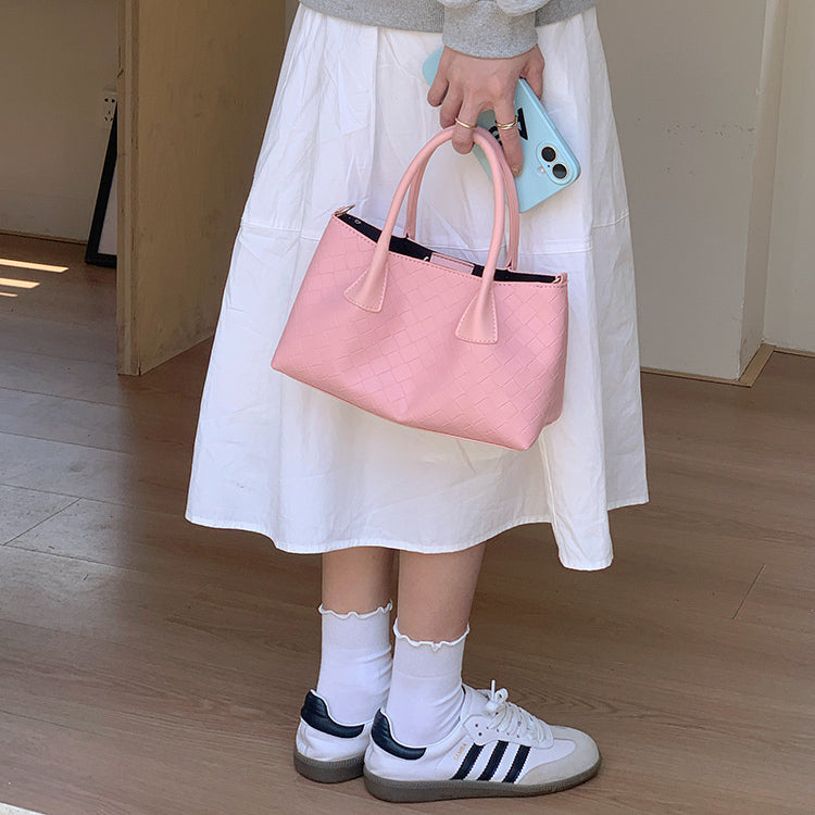 日韓流行 | 小眾設計手提包果醬籃 編織托特包包女2025新款百搭單肩斜挎包「9576#」25.04-3