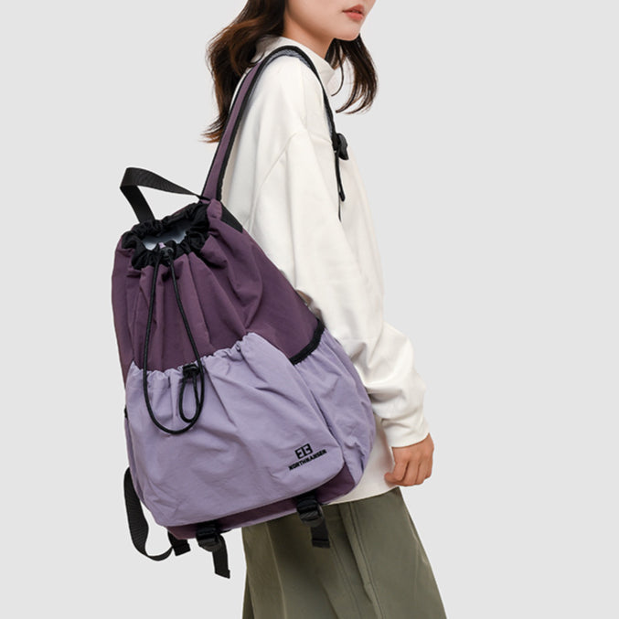 致青春|戶外露營休閒雙肩包輕便運動健身男女背包抽繩設計旅遊登山包「1121-129」25.02-2