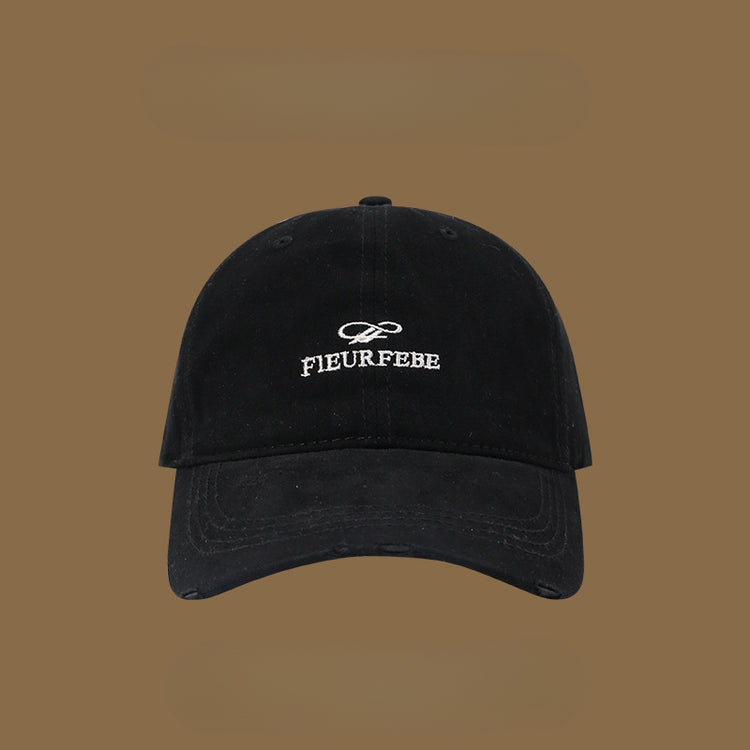 流行帽子|水洗破洞棒球帽簡約高品質百搭時尚顯臉小遮陽帽刺繡字母鴨舌帽男「C4891」25.01-1