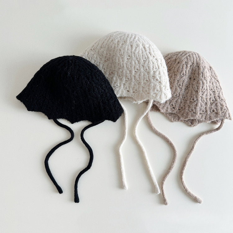 流行帽子|花邊針織漁夫帽女秋冬新款顯臉小韓版可愛小清新防風護耳保暖帽子「PM2712」24.10-1