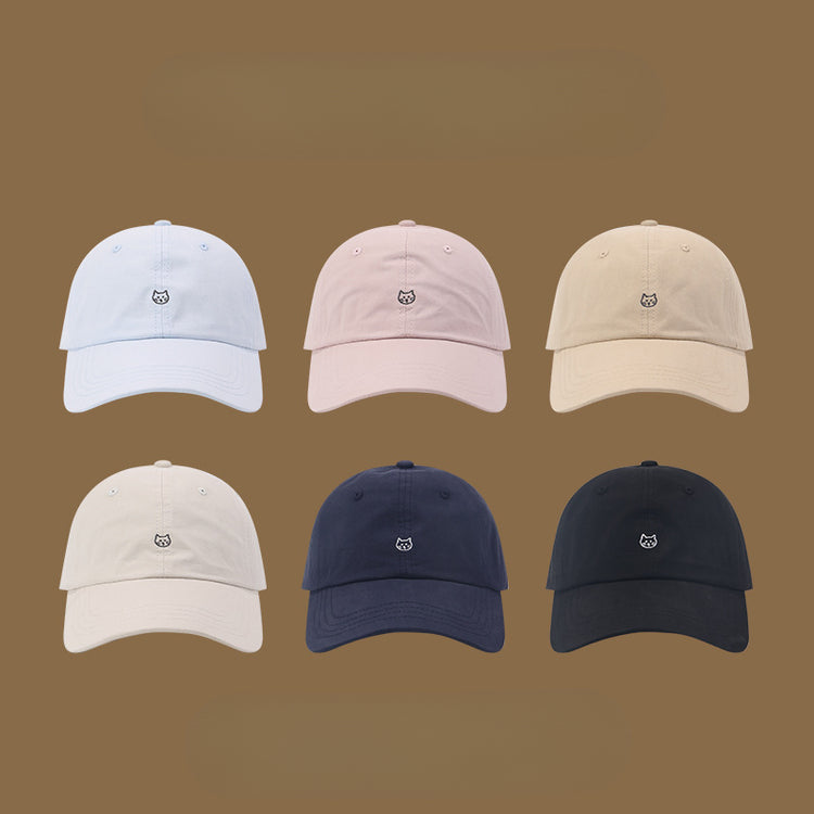 流行帽子|帽子女鴨舌帽春夏高級感遮陽帽貓咪刺繡可愛學生鴨舌帽顯臉小男潮「C4917」25.02-1
