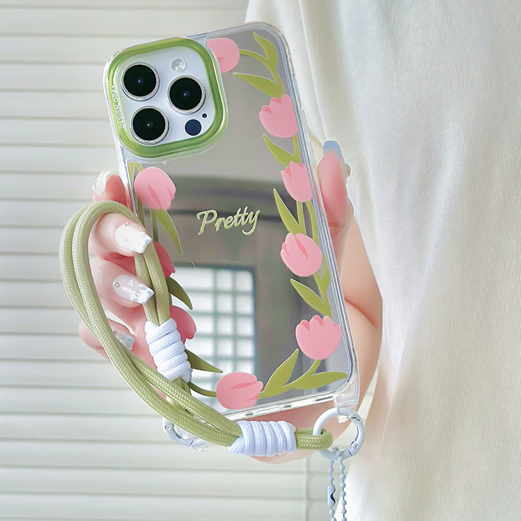 手機殼|iPhone14手機殼適用12掛繩鏡面殼蘋果15pro手機殼13promax女「WM0633」24.07