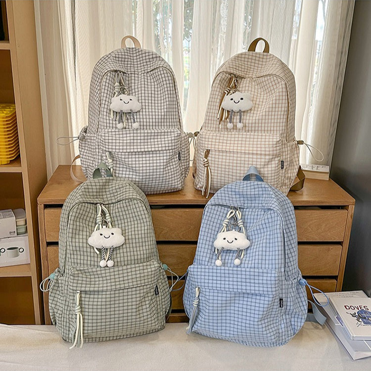 致青春|高顏值森系小清新格子少女心旅行雙肩包韓版ins風學生黨上課背包「1392-132」25.12-1
