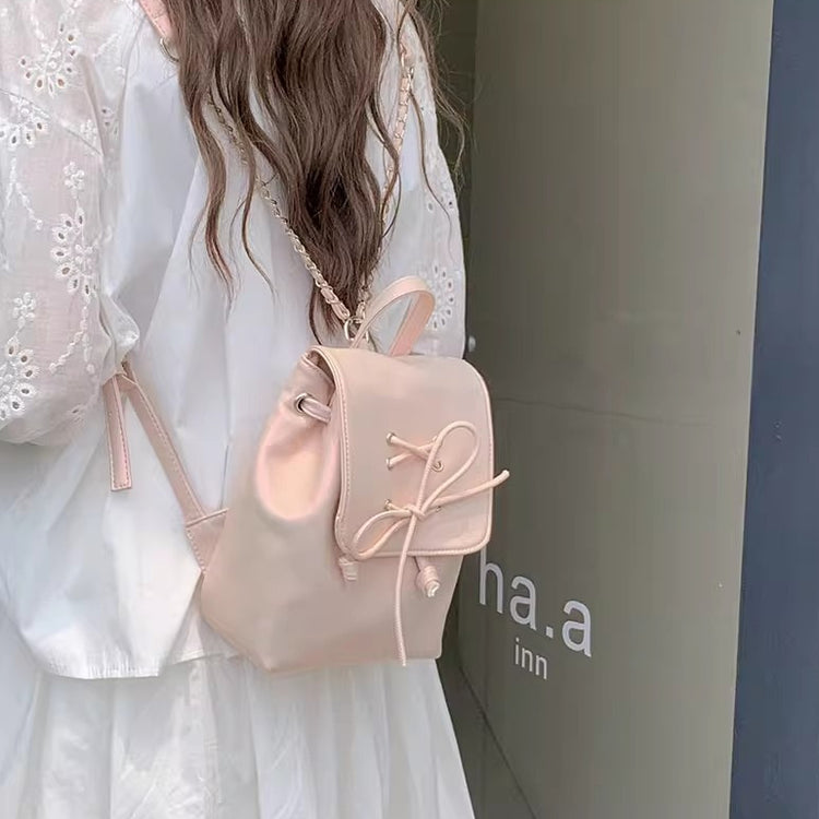 日韓流行|芭蕾風蝴蝶結雙肩包包女式2024新潮韓國背包可愛手提單肩包書包「9371#」24.05-2