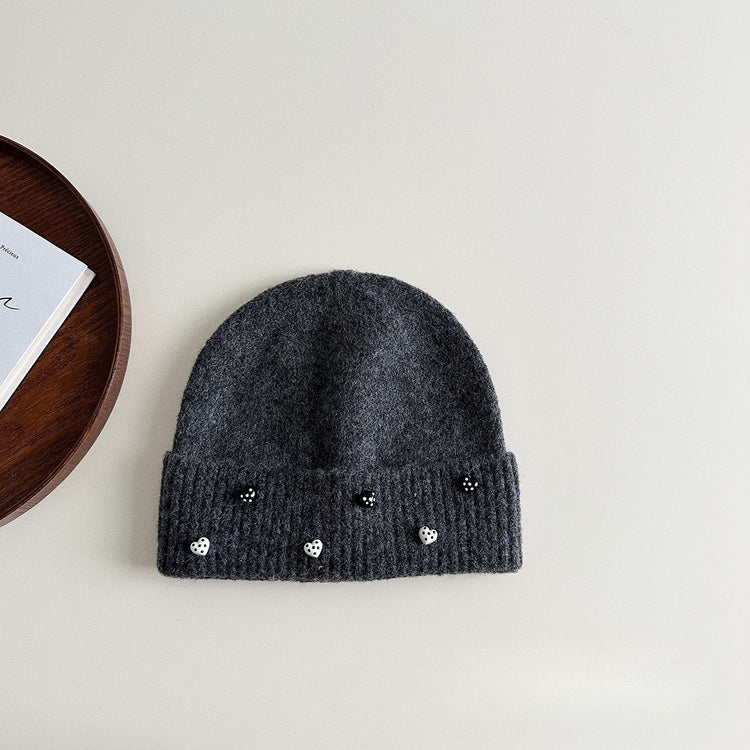 流行帽子|點點愛心毛線帽女秋冬季新款防風護耳保暖帽子韓版可愛百搭針織帽「X5342S」24.10-2