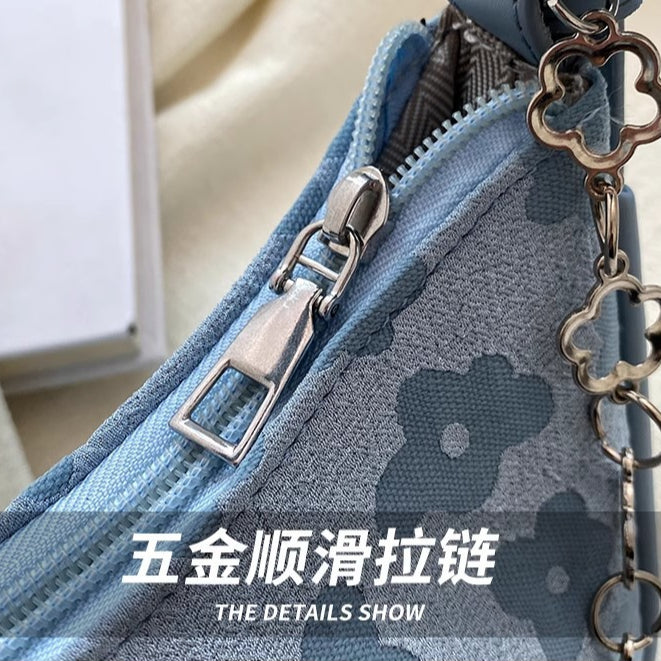日韓流行 | 高級感小眾設計包包女2025新款韓版單肩腋下包洋氣印花百搭斜挎包「9573#」25.04-3