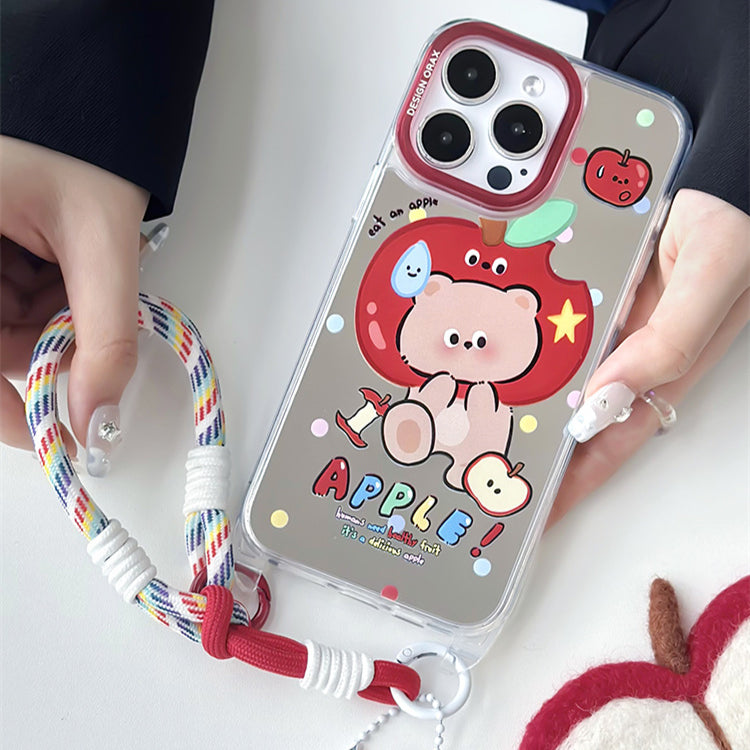 手機殼|iPhone15pro適用13promax掛繩鏡面殼蘋果14手機殼12卡通11「LR0826」24.07