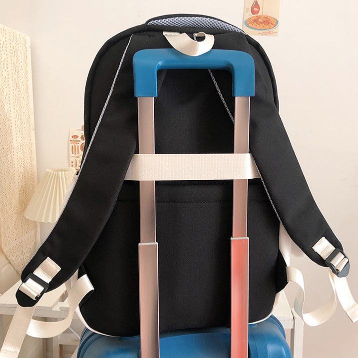 致青春|韓版高中書包女森系撞色雙肩包ins潮學院風中學生國中生休閒背包「3303-130」24.07-2
