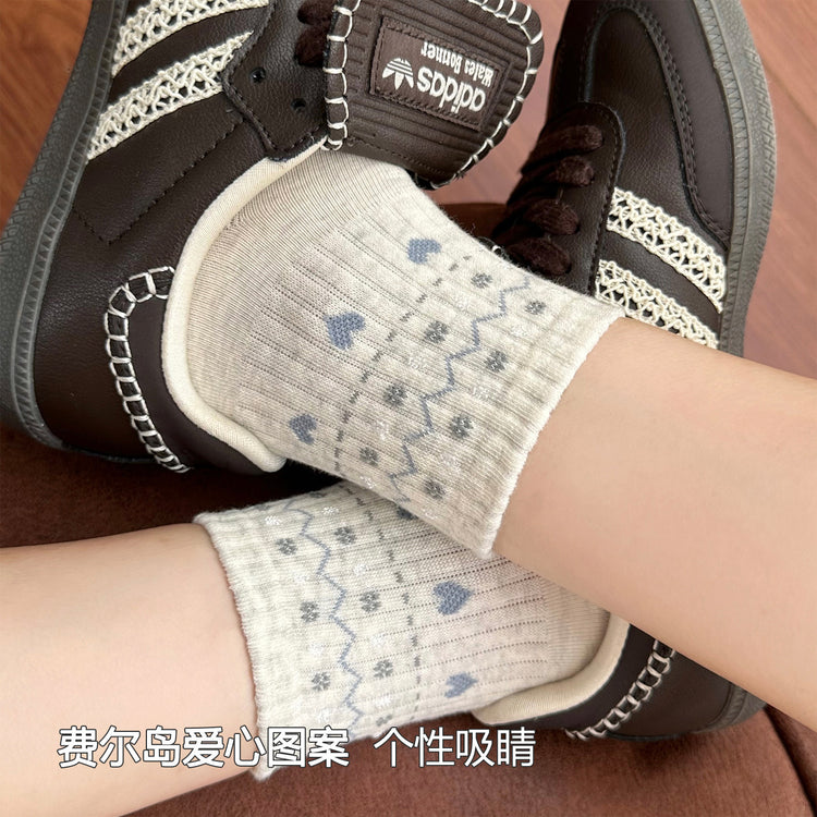 女襪|復古費爾島襪子女彈力無骨親膚舒適短襪棉質吸汗透氣諸暨襪子批發「XC2322」25.08-2
