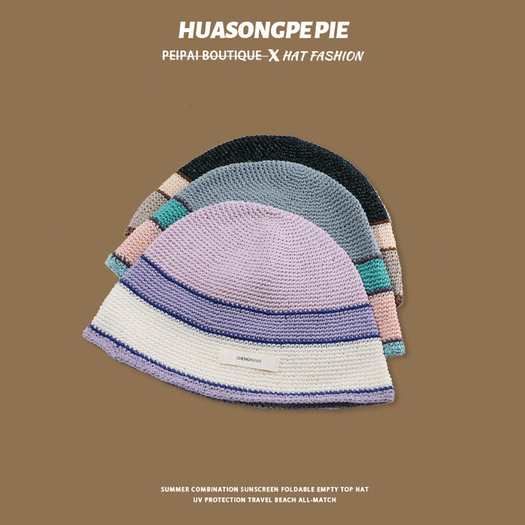 流行帽子|秋冬針織帽女防寒護耳保暖套頭帽時尚百搭多巴胺毛線帽子水桶帽子「C4083」24.06-4