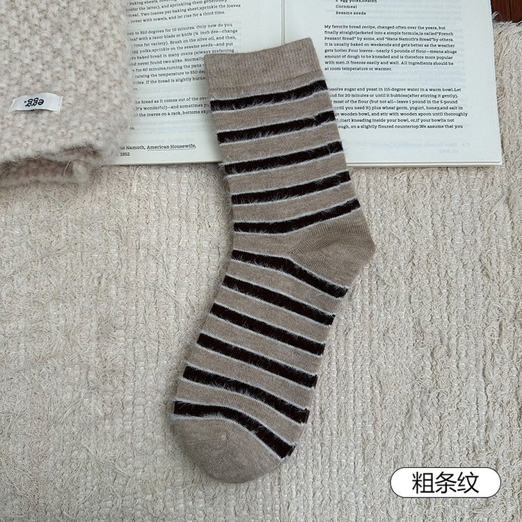 女襪|秋冬美拉德咖色襪子女加厚保暖蓄熱鎖溫羊毛襪復古潮流好搭中筒襪「HD25862」25.11-3