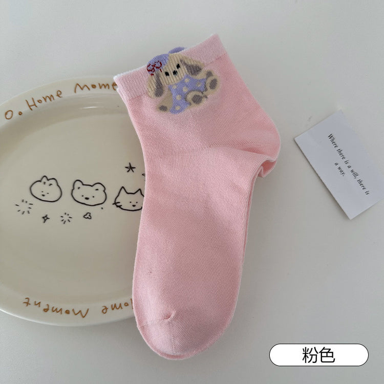 女襪|立體卡通圖案襪子女ins潮學院風彈力短襪棉質親膚吸汗透氣休閒襪「MYH2510」25.04-2