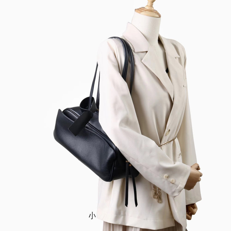 質感真皮|2025全新百搭輕奢小眾高級感波士頓大包肩托特枕頭通勤保齡球包「6163」25.07-1