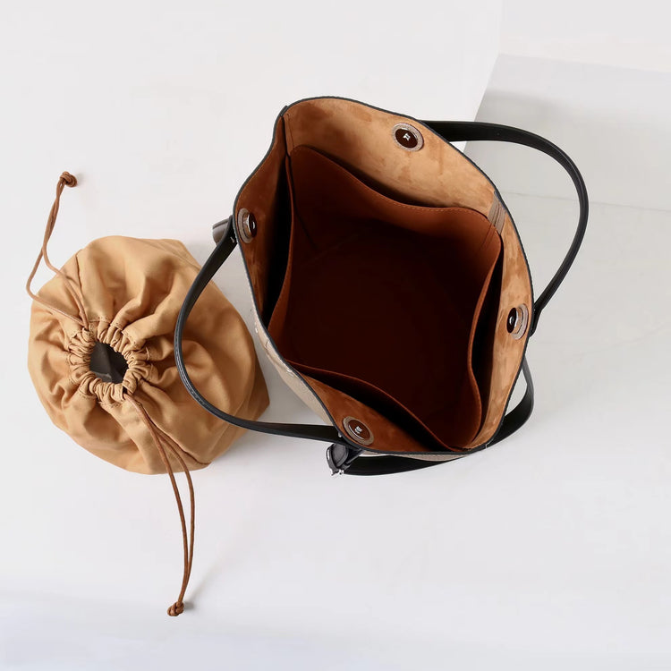 質感真皮|2025新款頭層牛皮手提托特包真皮水桶包小眾高級感腋下包時尚單肩包「2963」25.02-3