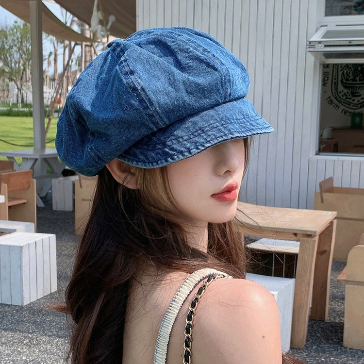 流行帽子|大頭圍顯臉小帽子女日系簡約復古八角帽新款鴨舌貝雷帽英倫雲朵帽「C5154」25.04-4