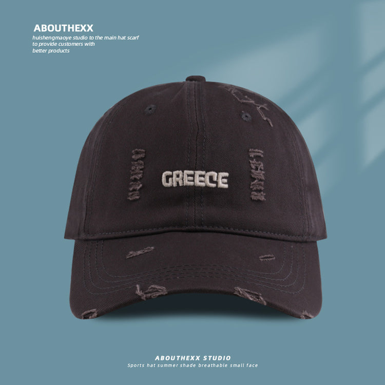 流行帽子|新款破洞字母帽子女情侶百搭鴨舌帽時尚個性刺繡棒球帽男顯臉小潮「C3830A」25.04-4