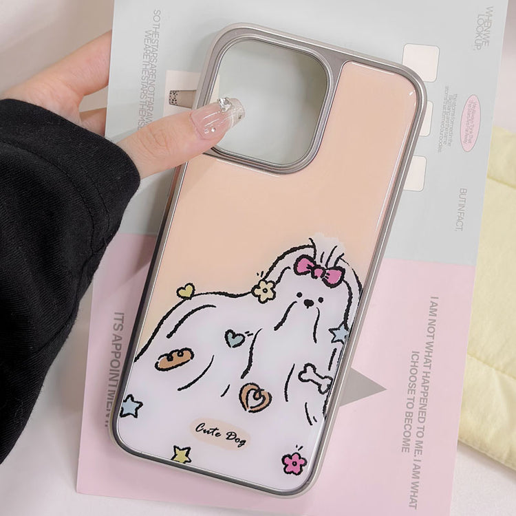 手機殼|iPhone電鍍銀邊滴膠手機殼16/1515plus適用iPhone12Pro可愛1「LR1551」25.04-1