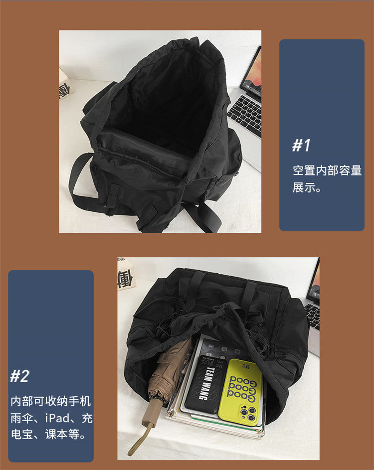 致青春|書包男學生大容量背包新款韓版街頭潮流工裝機能抽繩多口袋雙肩包「0960-132」24.09-4