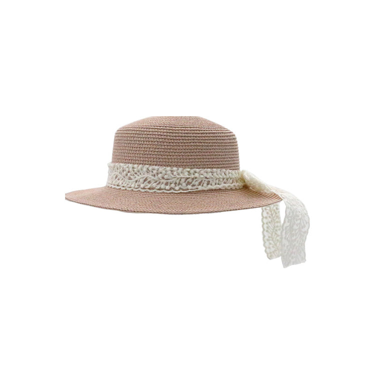流行帽子|帽子女夏季新款防曬帽日系純色草編蕾絲蝴蝶結草帽出遊百搭遮臉帽「C3986」24.06-4