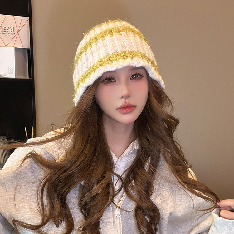 流行帽子|冬季2024新款保暖毛線帽女百搭顯臉小防寒帽子女潮騎行護耳針織帽「C4443」24.09-4