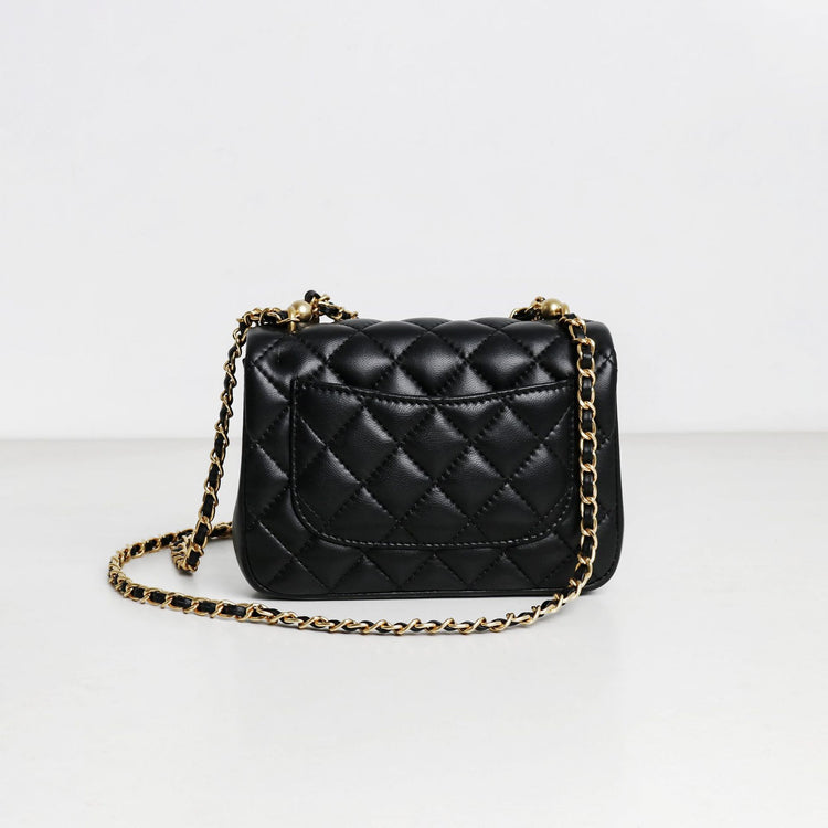 質感真皮|羊皮小方包2024年春夏新款菱格珍珠鏈條百搭高級質感單肩斜挎手機「D8062 X8061」24.04-1