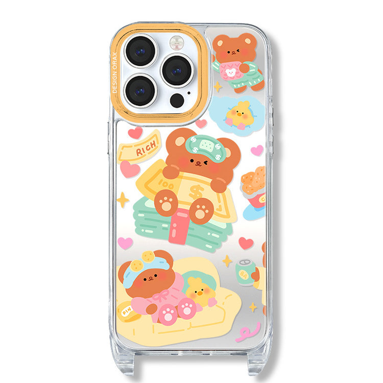 手機殼|13promax卡通11蘋果15手機殼女iPhone14pro適用12掛繩鏡面殼「WM0625」24.07