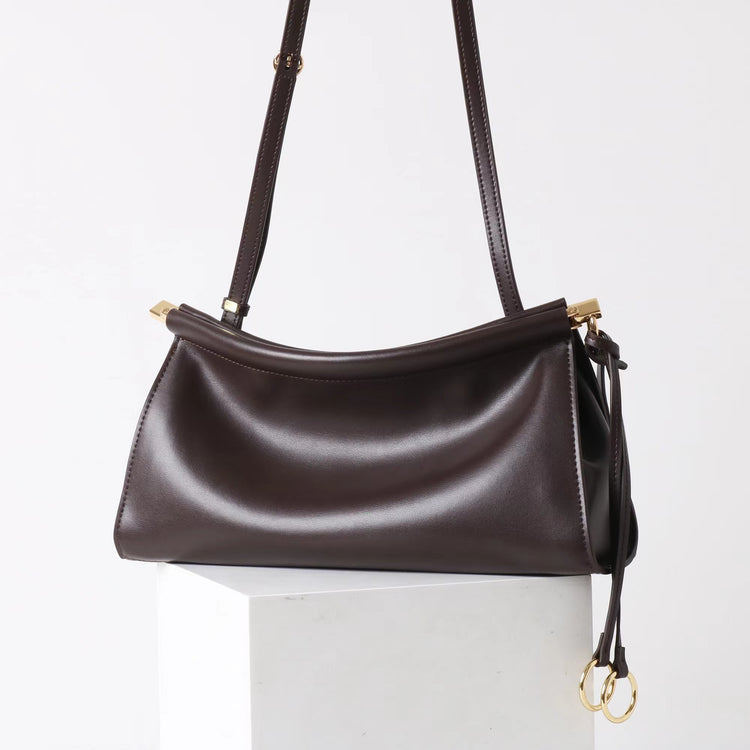 質感真皮|2025新款牛皮腋下復古法式法棍夾子包小眾設計極簡風通勤簡約包「3336」25.06-2