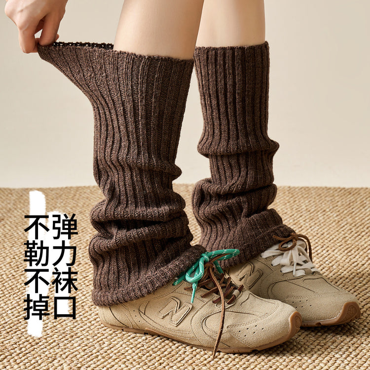 女襪|羊毛襪套女秋冬季加厚保暖JK針織腿套Y2K時尚辣妹彈力舒適小腿襪「X25840」25.10-1