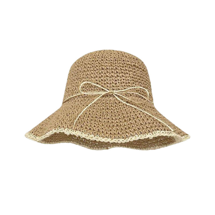 流行帽子|帽子女新款夏天海邊沙灘度假草帽編織透氣防曬漁夫帽遮陽太陽帽潮「C4138A」25.03-3