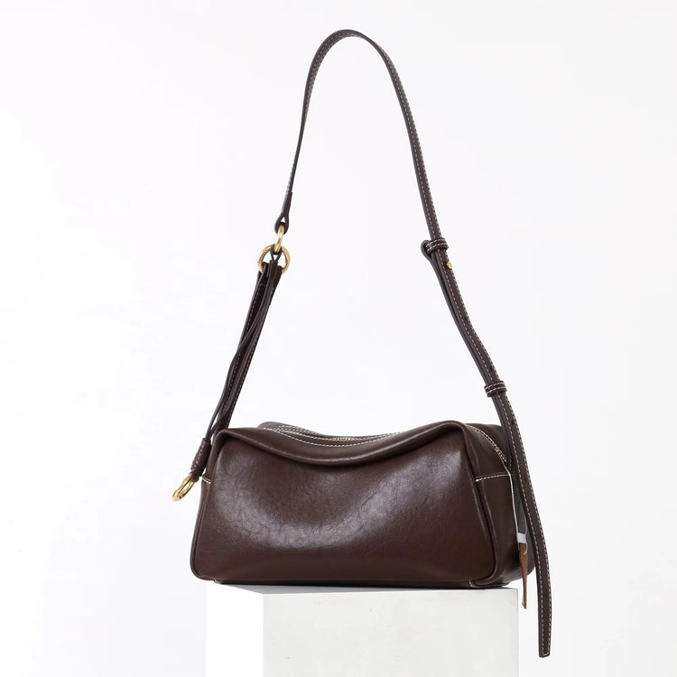 質感真皮|2025新款時尚軟牛皮枕頭包時尚百搭單肩斜背包高級感小眾設計腋下包「7059」25.09-4