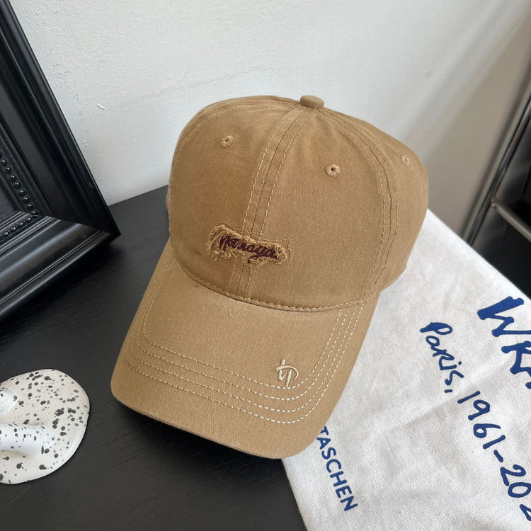 流行帽子|新款字母刺繡棒球帽春秋季韓版百搭簡約純色情情侶校園休閒鴨舌帽「C4893」25.01-2