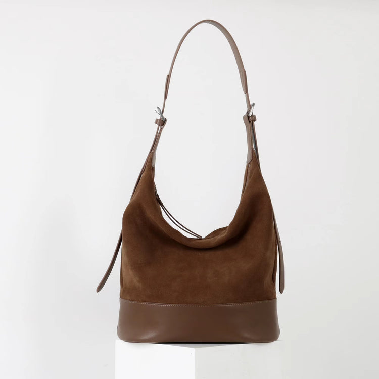 質感真皮|2025年新美拉德高級感輕奢高質感磨砂牛皮大容量水桶包時尚「6173」25.09-2