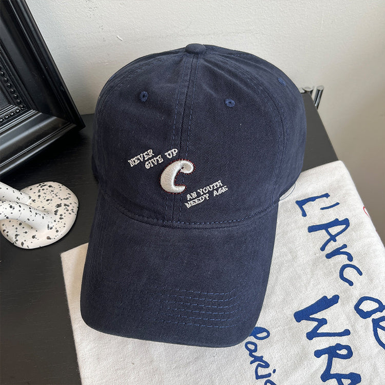 流行帽子|C字母棒球帽女春夏韓系刺繡軟頂遮陽帽學生情侶顯臉小戶外鴨舌帽「C4885」24.12-5