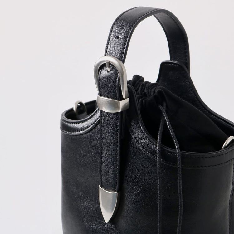 質感真皮|秋冬新款新中式復古水桶包女歐洲站真皮手提菜籃子包通勤單肩包女「15159」24.11-3