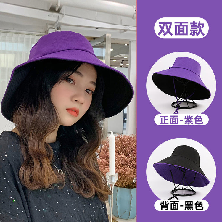 流行帽子|帽子女雙面漁夫帽日系大沿韓版遮陽帽夏季百搭防曬防紫外線太陽帽「E09419」25.03-2