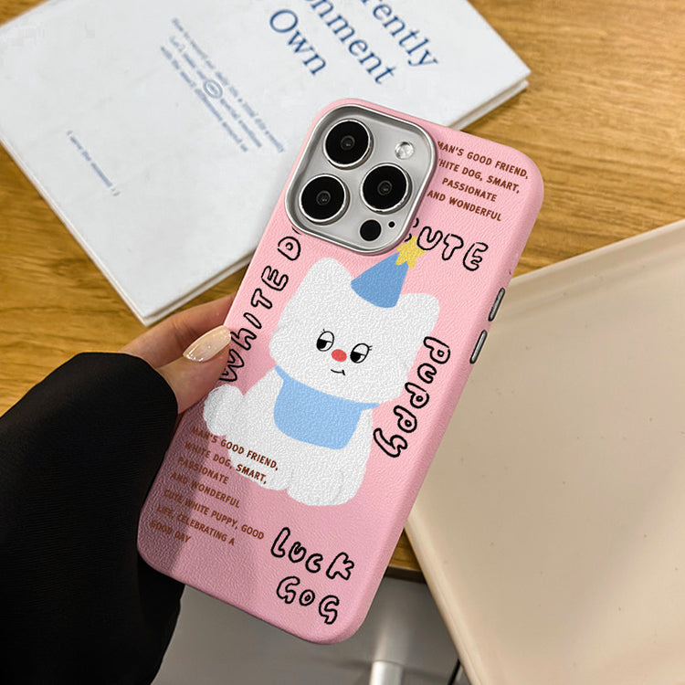 手機殼|iPhone16適用15Promax蘋果13手機殼12銀框皮紋殼11卡通14批發「LR1327」25.04-3