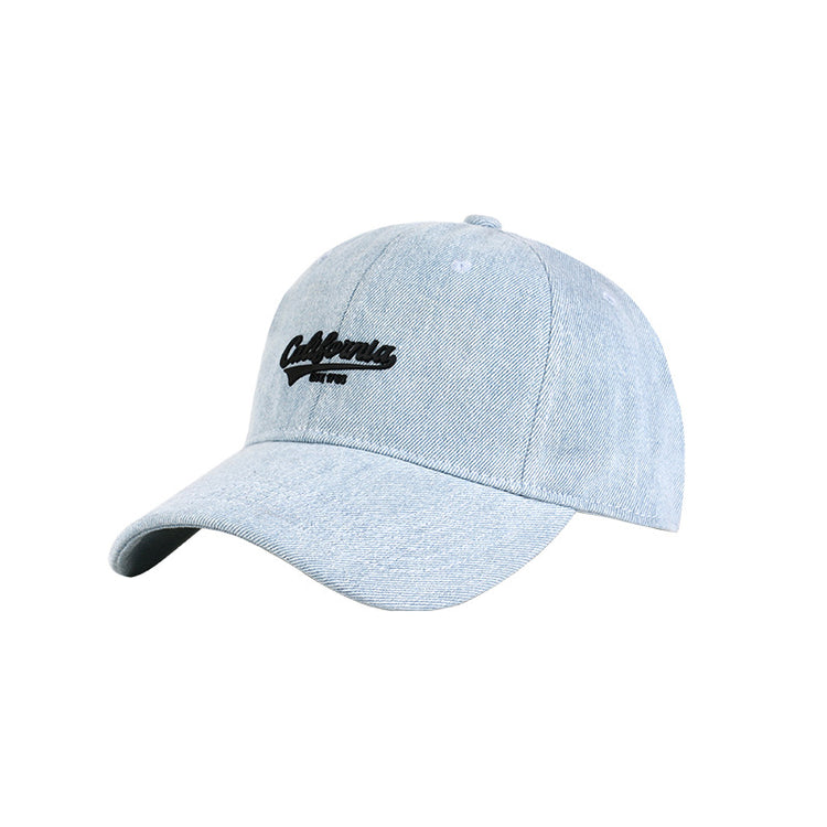 流行帽子|帽子鴨舌帽女顯臉小百搭膠印水洗牛仔遮陽帽休閒時尚騎行棒球帽男「C4403」24.09-1