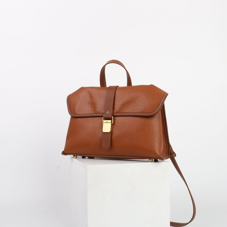 質感真皮|2024新款植鞣頭層牛皮通勤小眾設計隨興郵差包女小挎包單肩斜挎包「6127」24.09-2