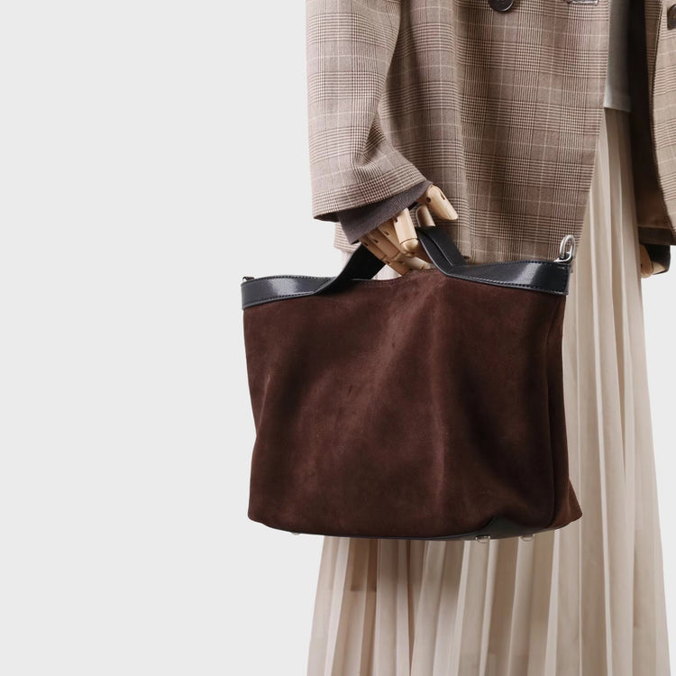 質感真皮|2025新款復古通勤磨砂牛皮大容量手提包鬆弛感托特包軟皮斜背包「9107」25.11-4